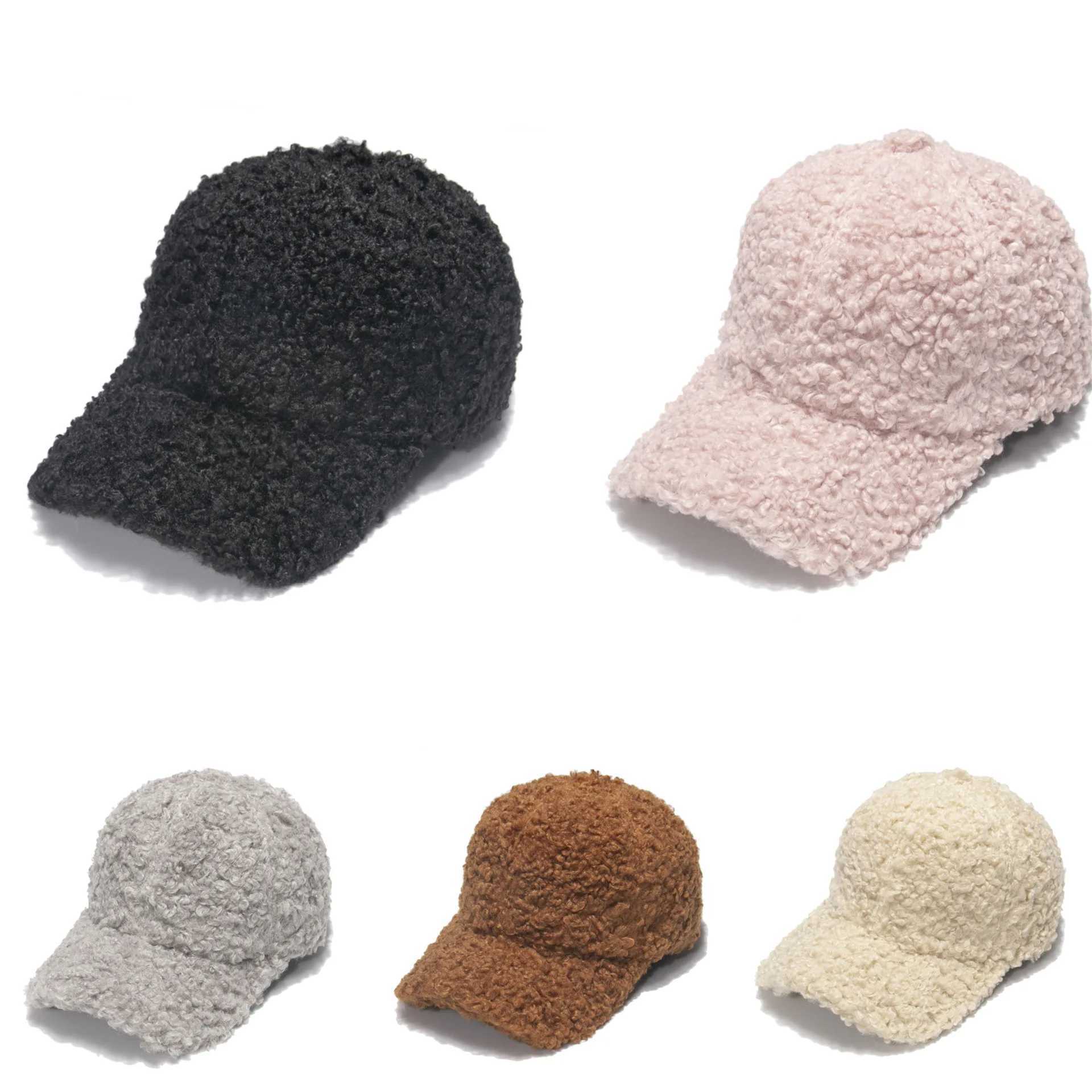 Artificial Lamb Wool Baseball Cap for Women Autumn Winter Warm Cap for Men Plush Baseball Cap Spring Baseball Hap Solid SunshadeX241018
