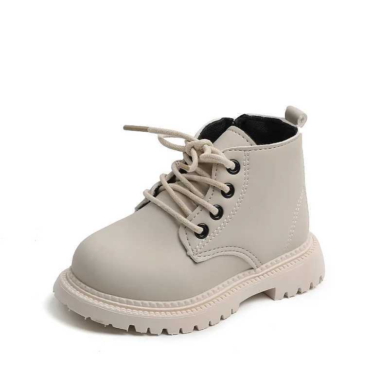 Boots 2023 Kids Boys Ankle Boots Side Zipper Lace-up Versatile Soft Girls Casual Short Boots Fashion Children Shoes Britain Style Cute H241018