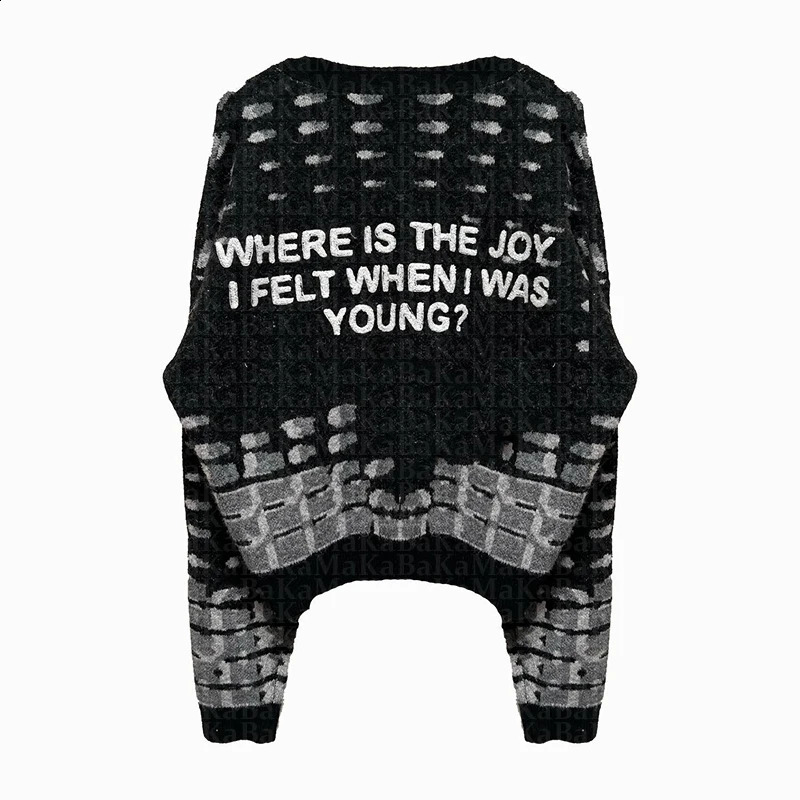 Mens retro Knitwear Y2K letter graphic sweater winter Harajuku oversized pullover sweater unisex youth fashion clothing 241007