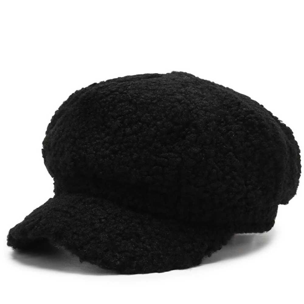 Womens Lamb Wool Berets Autumn and Winter Fashion All-match Hat Painter Octagonal CapX241018
