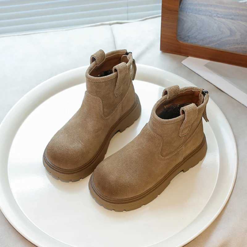 Boots Retro Kids Shoes Boots for Girl Simple Versatile Boys Platform Ankle Boots New Round-toe Non-slip Children Causal Fashion Boots H241018