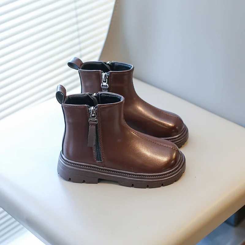 Boots 2023 New Girls Casual Boots Side Zipper Children Chelsea Boots for Boys Britain Style Breatheable Non-slip Kids Boots Versatile H241018