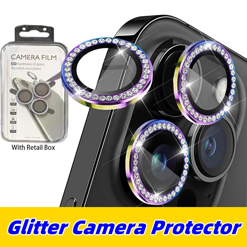 Luxury Rhinestone Bling Glitter Ring Diamond Eagle Eye Hawkeye Camera Lens Glass Protector For iPhone 17 Air 16 15 14 13 12 11 Pro Max Mini With Retai