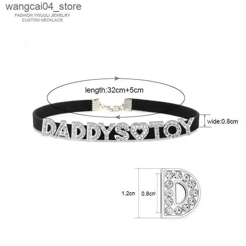 Chokers Fashion rhinestone letters DADDYS toy necklace Korean womens leather necklace custom sexy necklace jewelry L240910