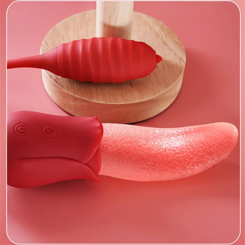 Silicone rose tongue licking vibrator egg labia stimulation massage sex toy female masturbation couple flirting game 241009
