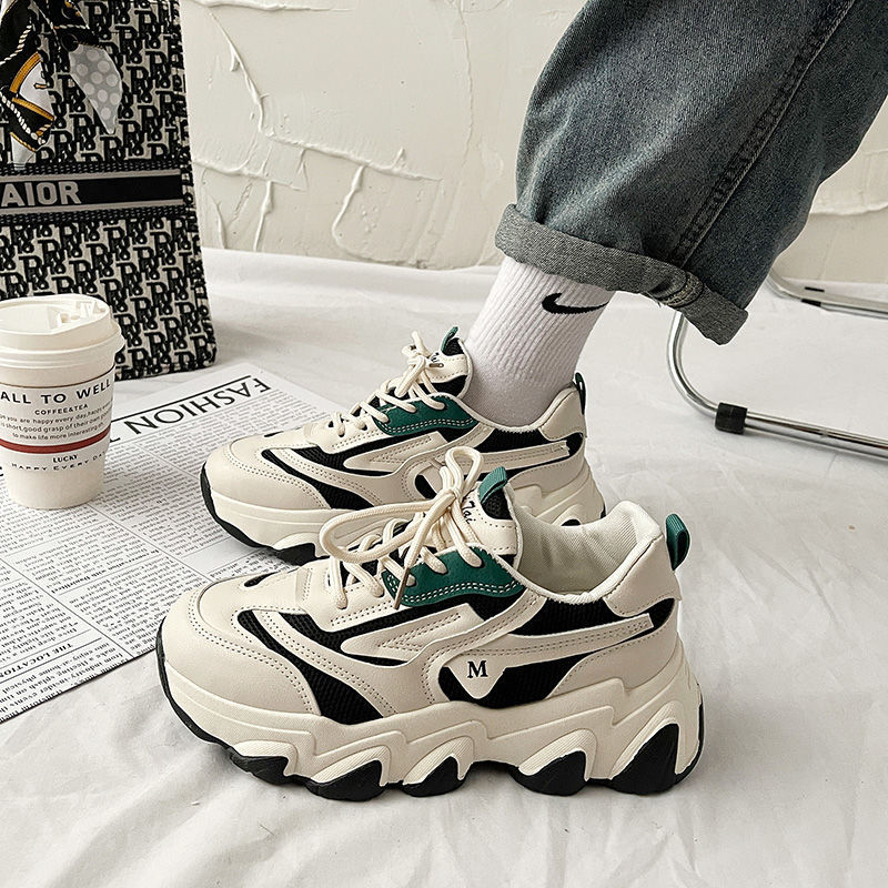 Women's Retro Spring and Autumn New Versatile Korean Version Height Increasing Casual Sports Shoes