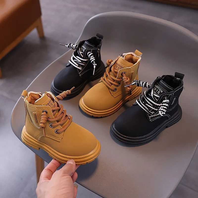 Boots New Kids Shoes Boots for Girl Spring Autumn Solid Color Boys Causal School Boots Fashion Versatile Children Platform Ankle Boots H241018