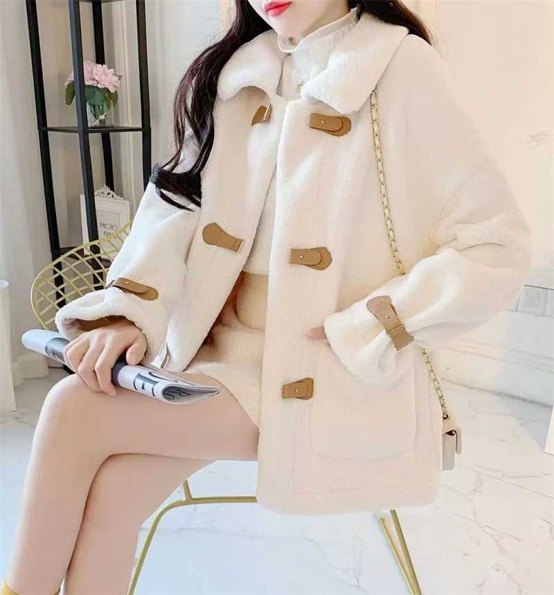 Autumn And Winter 2024 New Fashion All-in-one Korean Version Loose Short Lamb Wool Coat Female Lamb Velvet Long Sleeve FemaleX241018