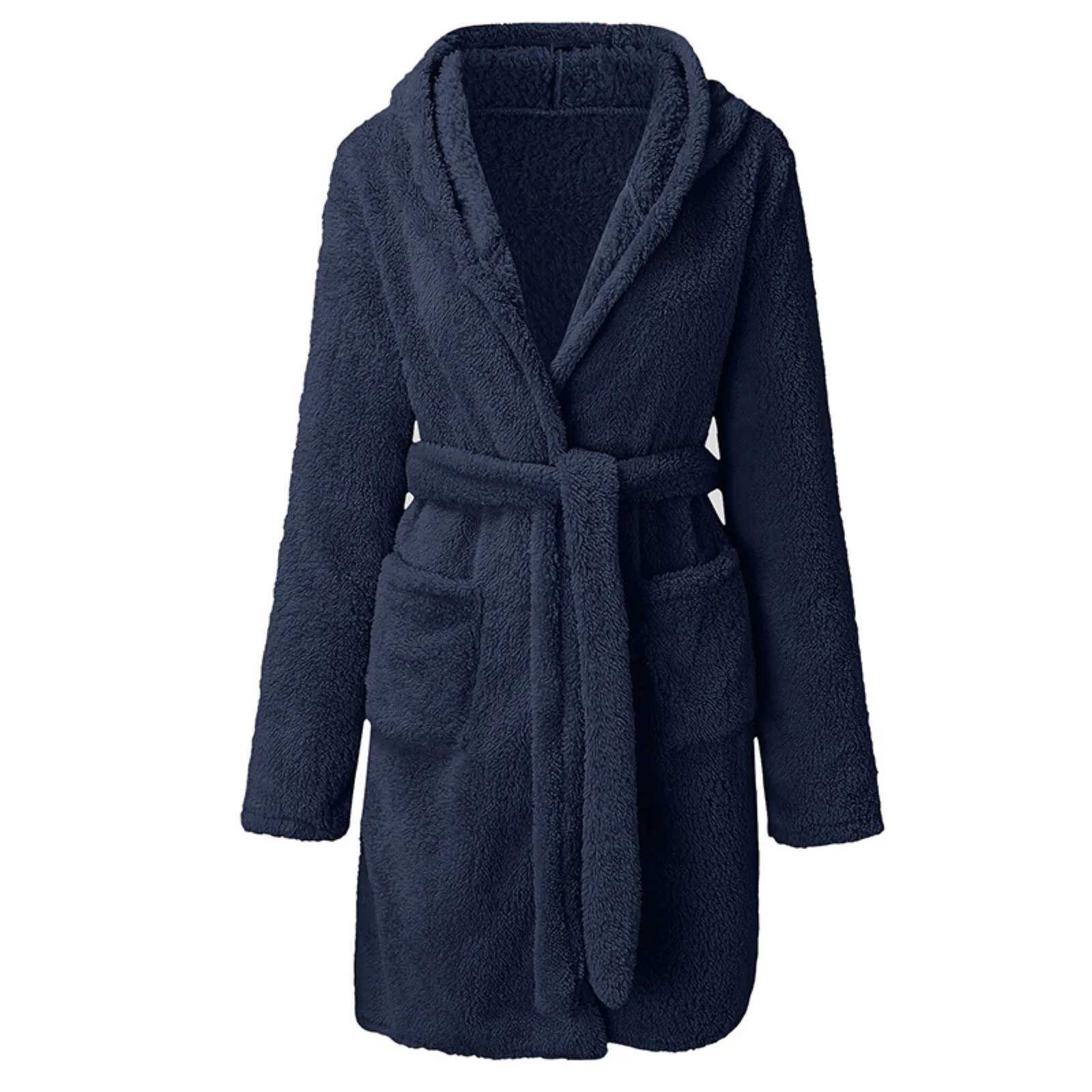 Men Bath Robe Autumn Winter Fluffy Plush Pyjamas Mens Warm Sleepwear Solid Color Gown Warm Bathrobe Male Home ClothingXJ241018