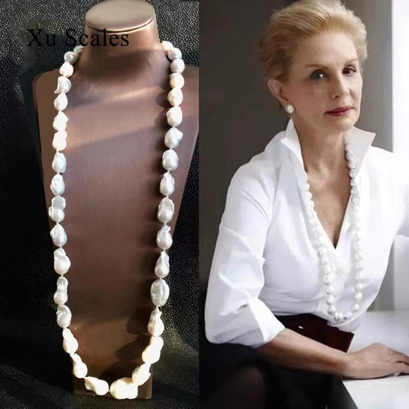100% natural freshwater super shaped Baroque long necklace sweater chain pattern dinner jewelry 241017