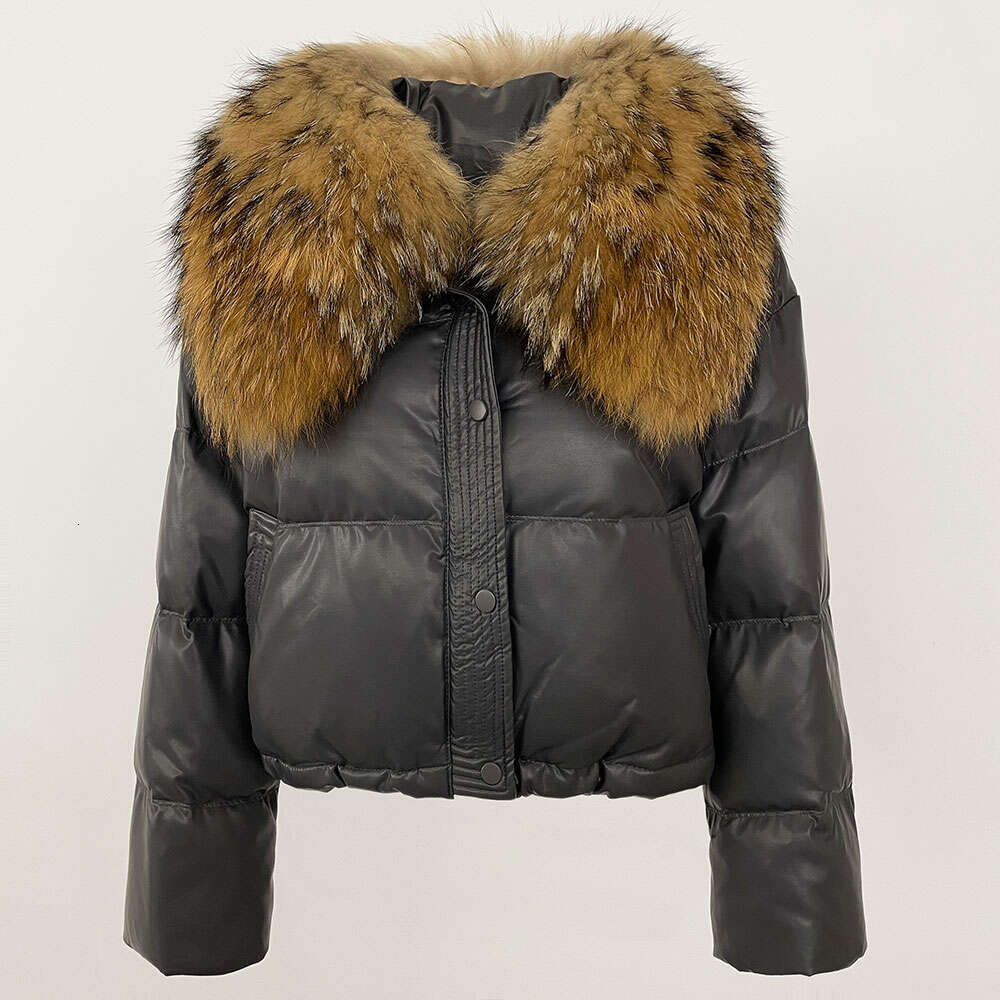 White Duck Coat 2024 New Down Women Winter Short Warmth Puffer Jacket Large Natural Real Raccoon Fur Collar Parkas