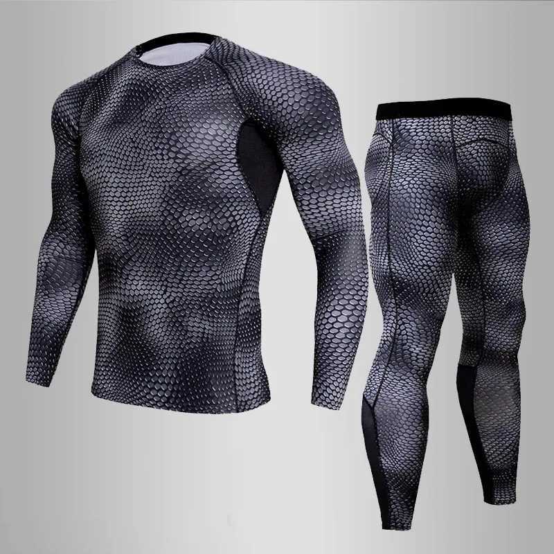 Men's Thermal Underwear New MMA 3D Printed Thermal Underwear Men Compression Thermal Long Slve T Shirt Mens Fitness Bodybuilding Skin Tight Y2410