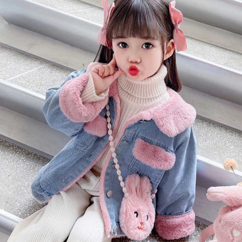 Girls outerwear winter cotton windproof Jean Warm Thicken youth outerwear plus size childrens clothing M241018