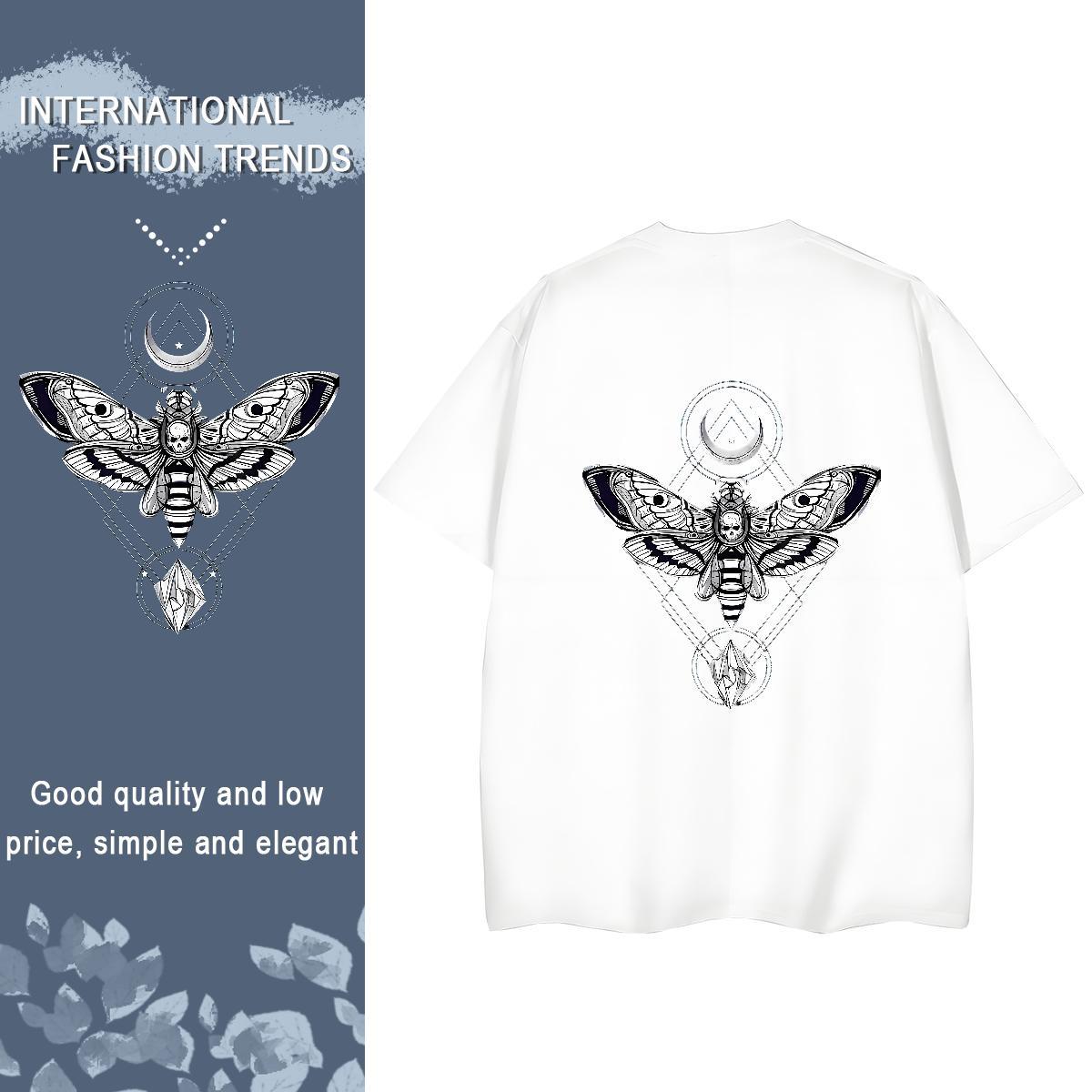 Casual New Womens T Shirts 230g 100% Cotton Short sleeve Soft Sports Street Wear skull Women Tees Female Anime Clothes