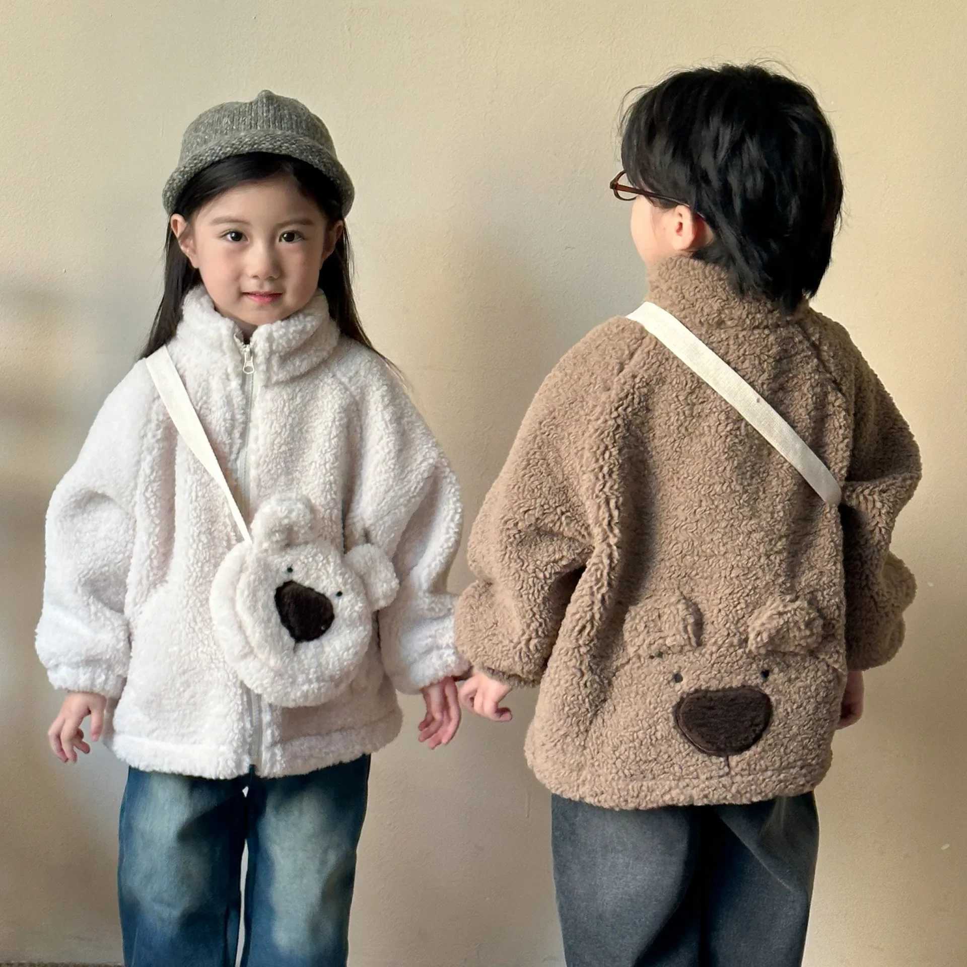 Childrens clothing casual cashmere coat new autumn winter boy and girl jackets cute full matching thick top M241018