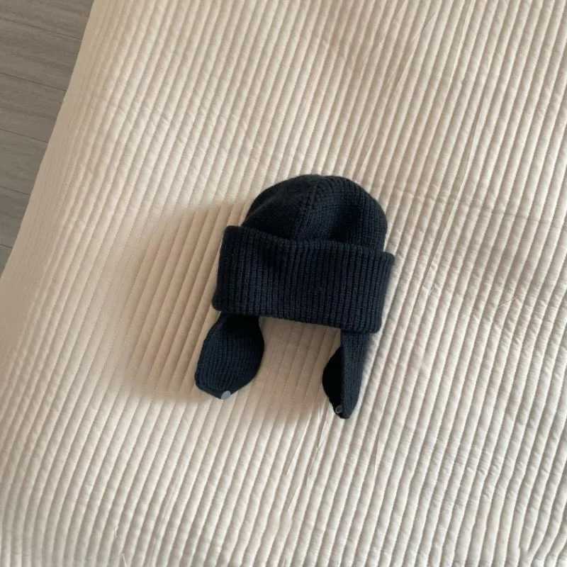 Korea Baby Knit Hat Solid Color Kids Beanies Autumn Winter Baby Bonnet Cap Children Ear Protection Caps For Girls Boys LX241018