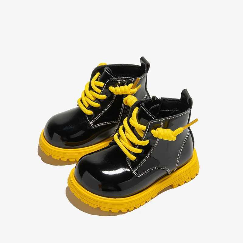 Boots Boys Short Boots Autumn Soft Soled Girls Simple Glossy Kids Fashion Versatile Multicolor Sole Side Zipper Casual Child Boots PU H241018
