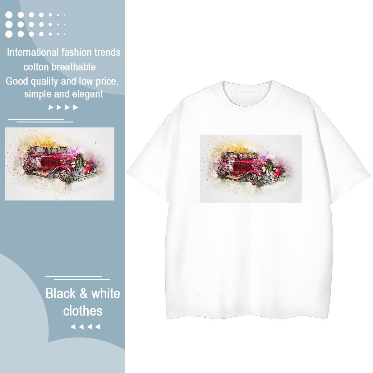 TOP Quality T shirt 230g Pure Cotton Breathable Crew Neck Sports Street Wear car Unisex Tshirts Designer Nice Plus Size Custom Polos