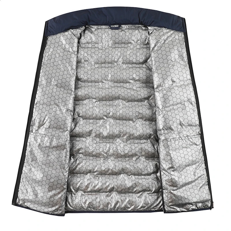 Graphene Self-heating Down Jacket Men Solid Windproof Pleated Down Jackets Stand Collar Classical Warm Winter Jackets Male 241017