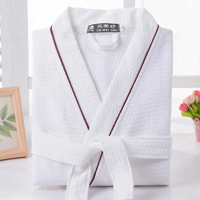 Waffle Bathrobe for Men 100% Cotton Robe Sleepwear Long Sleeve Brides Kimono Casual Home Clothing SummerXJ241018