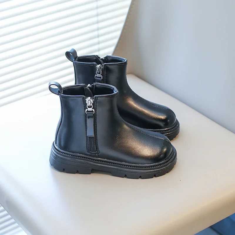 Boots 2023 New Girls Casual Boots Side Zipper Children Chelsea Boots for Boys Britain Style Breatheable Non-slip Kids Boots Versatile H241018