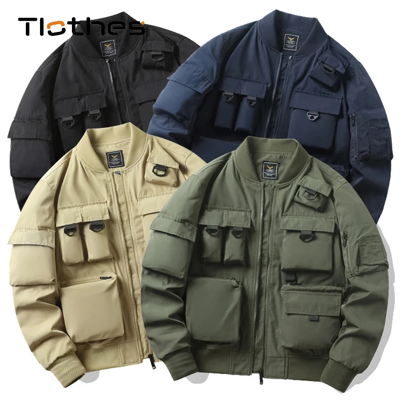 Hip Hop Ninja Jackets Men Fall Technical Fashion Bomber Multi Pockets Techwear Jacket Military Spring Windbreaker Mens