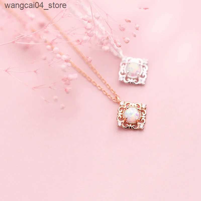 Chokers INZATT INS Real 925 sterling silver opal geometric pattern necklace suitable for womens classic exquisite jewelry minimalist accessories L2409