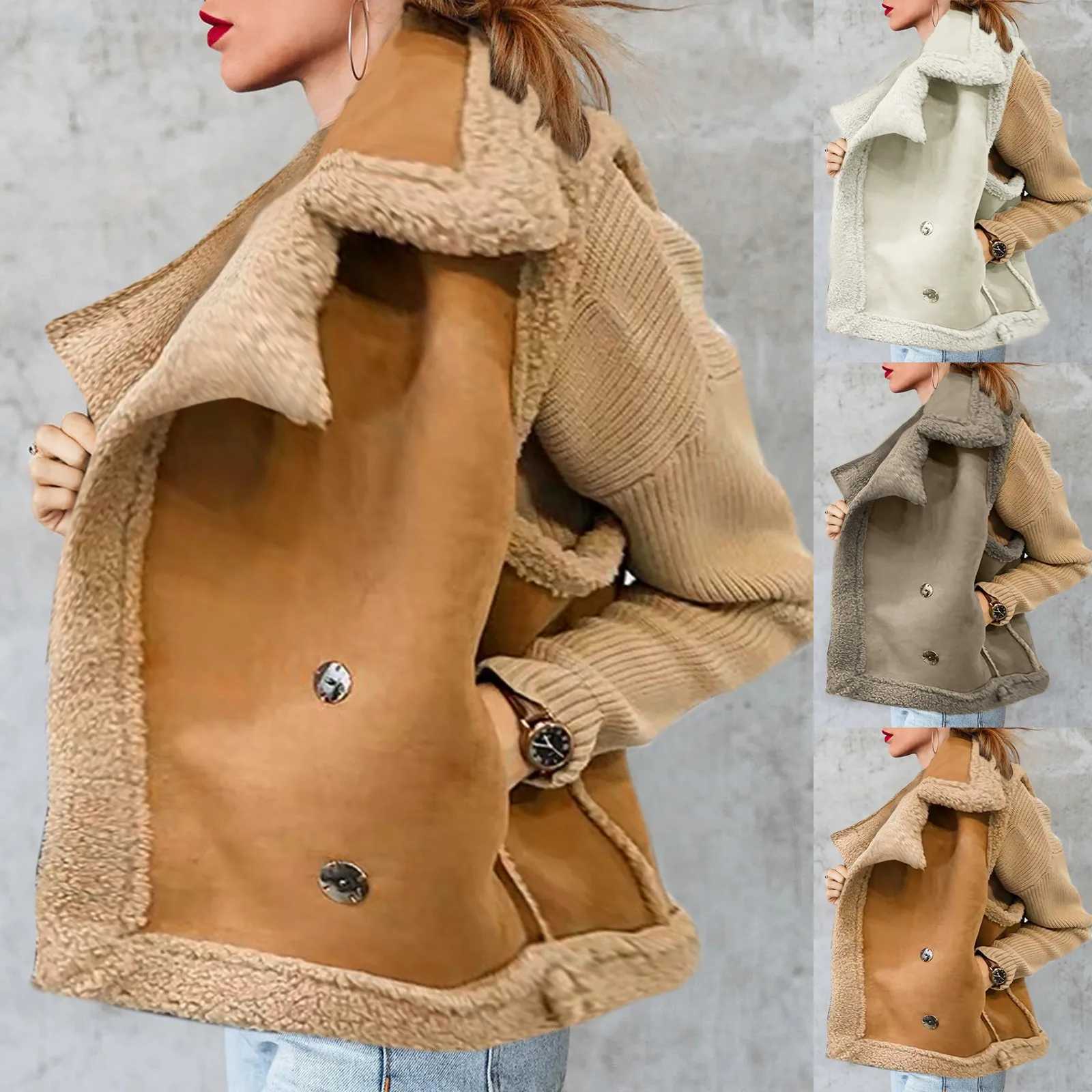 Women Autumn Winter Coat Lamb Wool Sheepskin Tops Fur Thickened Jacket Female Warm Coat Oversized Streetwear Plus Size CoatX241018