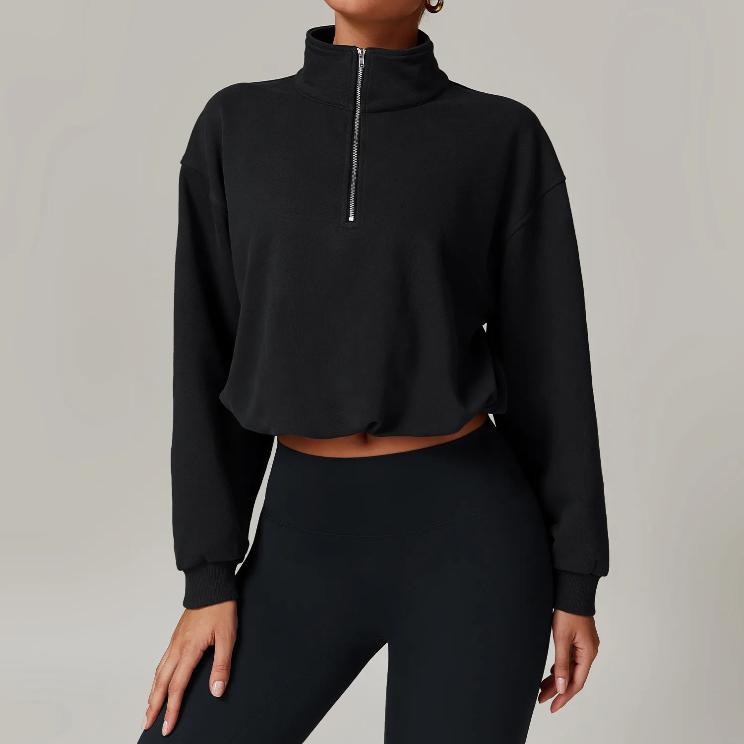 Winter Warm Sports Coat Womens Casual Loose Stand Collar Cardigan Long Sleeve Zipper Running Fitness Overcoat hoodie 241018