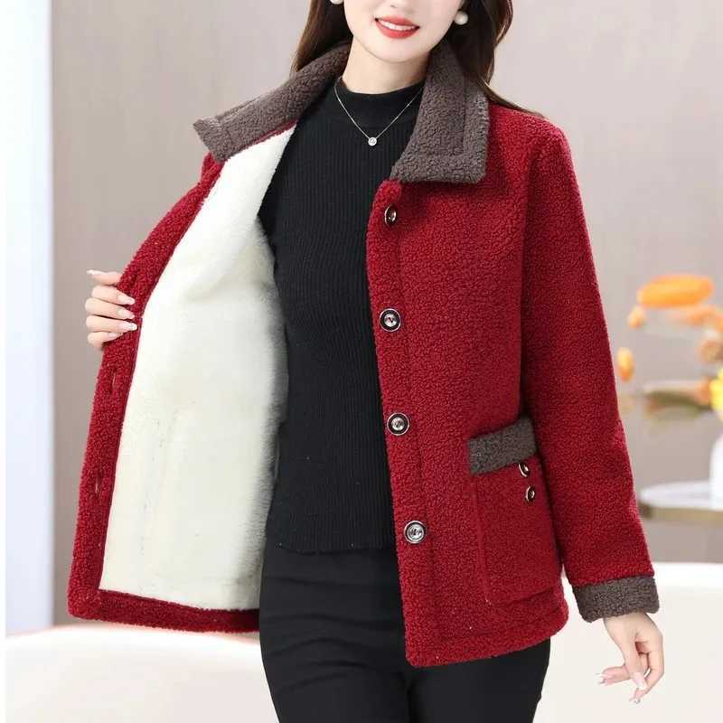 Winter Jacket 2023 New Womens Imitation Lamb Wool Coat Loose plush Warm Granular Fleece Cotton Padded Coats Parkas Female TopsX241018
