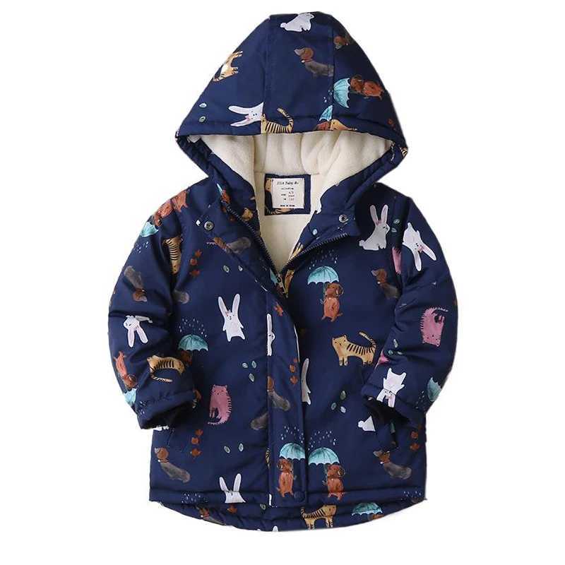 Raise Autumn Winter Baby Girl Parkas Animal Printed Windproof Wool Warm Childrens Coat M241018