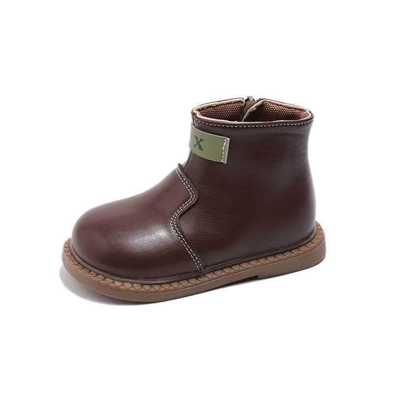 Boots Spring Autumn Kids Ankle Boots Solid Color Girls Causal Patchwork Boots Fashion Versatile Children Boys Leather Boots Non-slip H241018