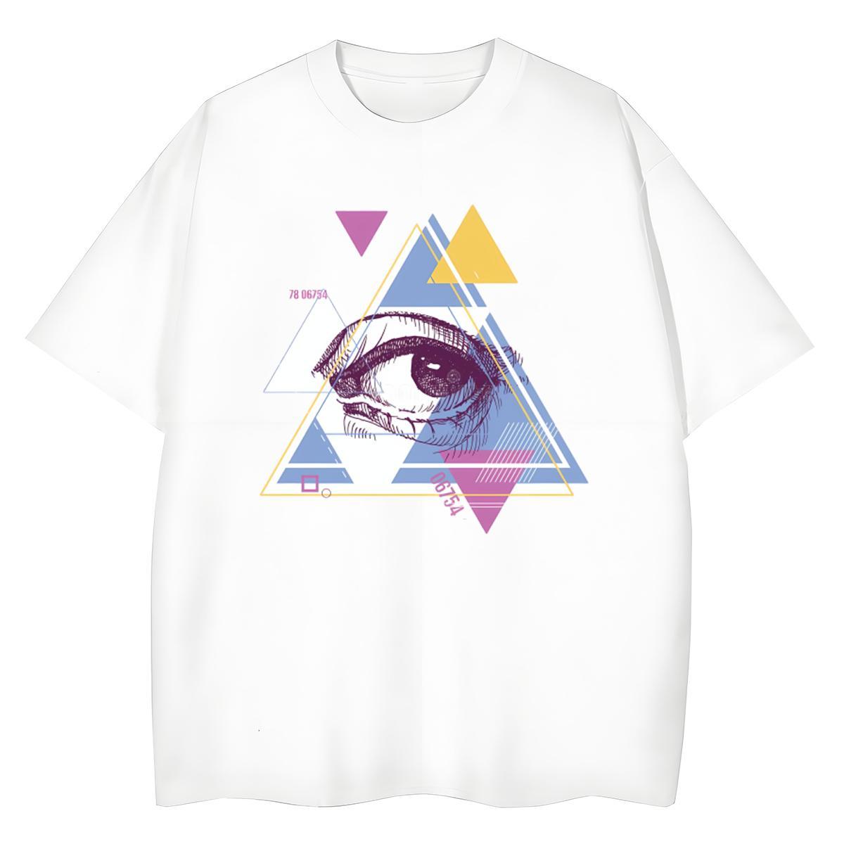 Fashion Casual Womens T Shirts 230g Pure Cotton Breathable Short Sleeve Street eye of the devil Women Tshirts Unisex DIY Printed Polos