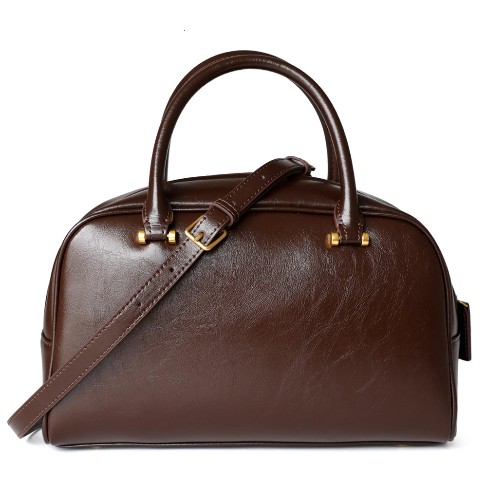 2024 New Boston Pillow Tote Women Real Leather Retro Bowg Bag Designer Handbag Large Capacity Crossbody Bags