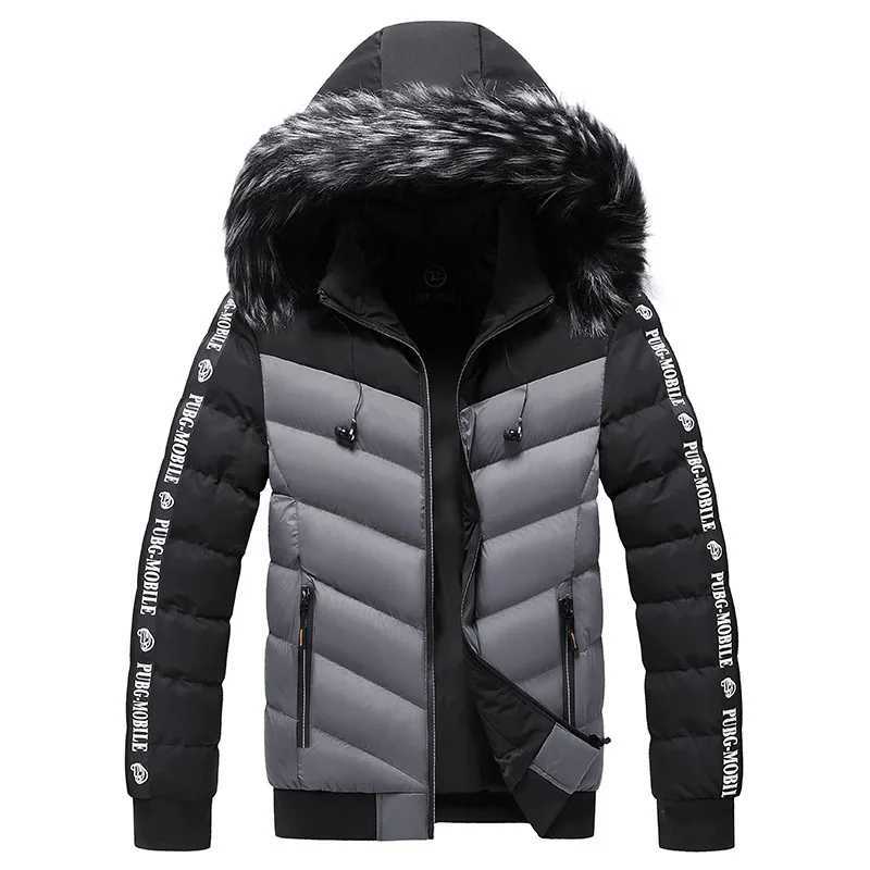 2024 Men Winter Jacket Fur Collar Hooded Thick Warm Cotton Outwear Man Patchwork Parka and Coats Windbreaker Parkas Male M-5XL LX241018