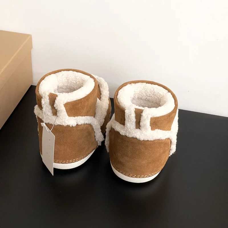 Boots 24 womens snow boots height increase insulated leather and wool thick casual ugly and cute short boots H241018