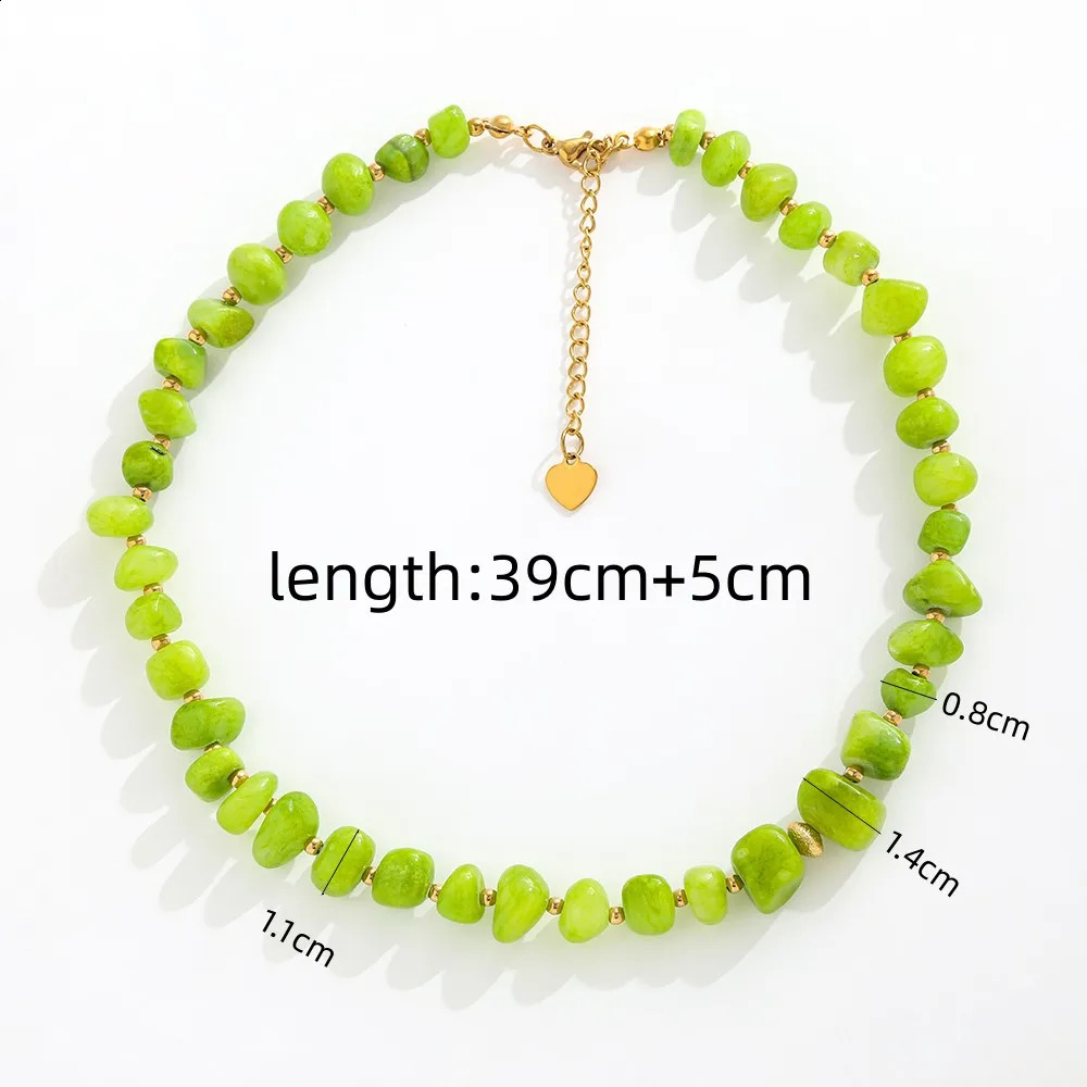 Joolim Jewelry Wholesale Fading Free Summer Beach Fashion Irregular Romantic Pink Natural Stone Stainless Steel Necklace 241018
