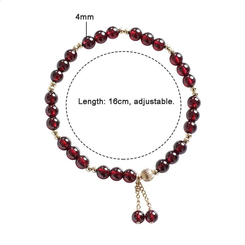 Garnet crystal bead thin bracelet designer, suitable for women's delicate jewelry birthday gifts bijoux de luxe