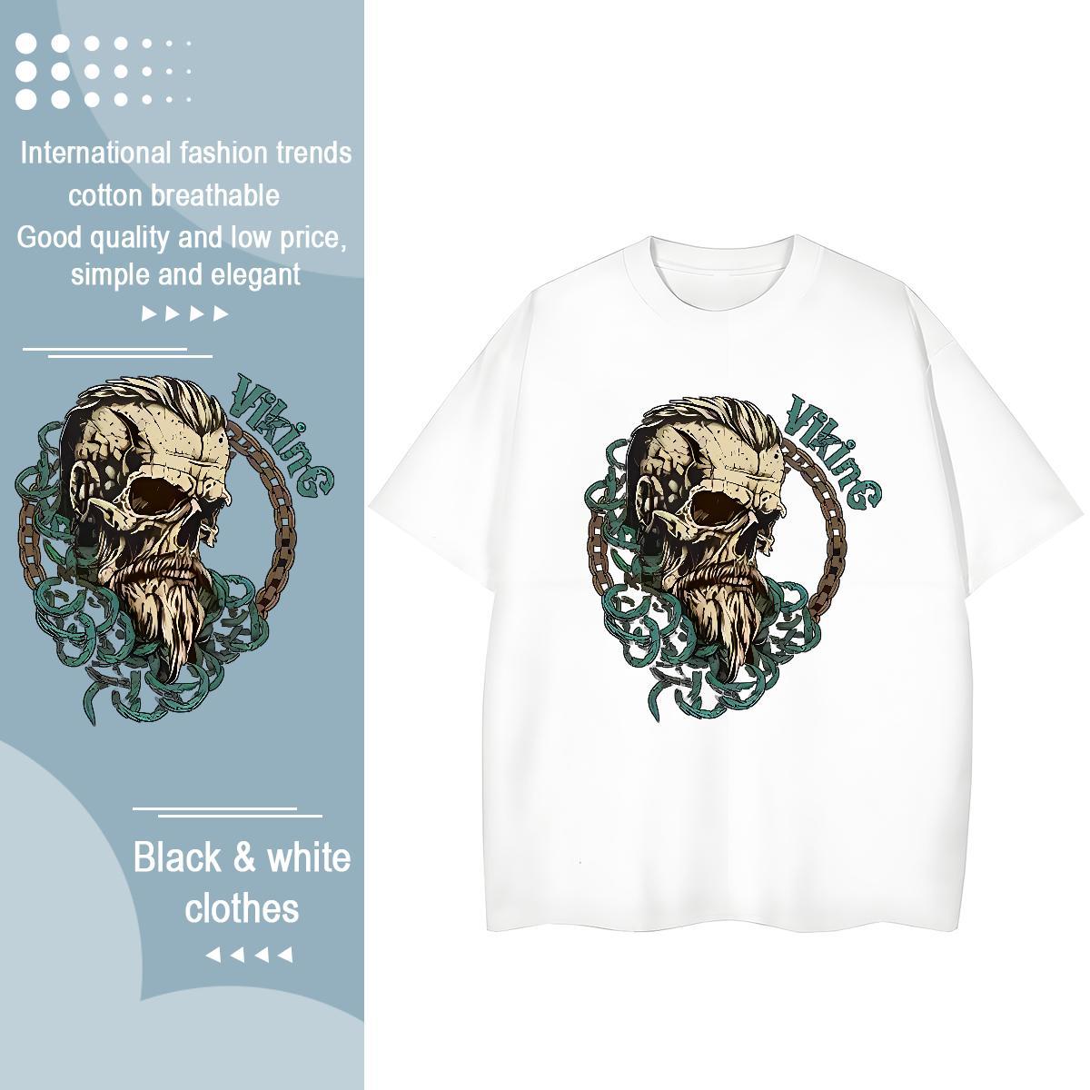 Classic T-Shirts for Women 100% Cotton 230g Round Neck Short Sleeve Street Casual skull Women Tees Brand Cartoon Floral Printing Tops Shirt