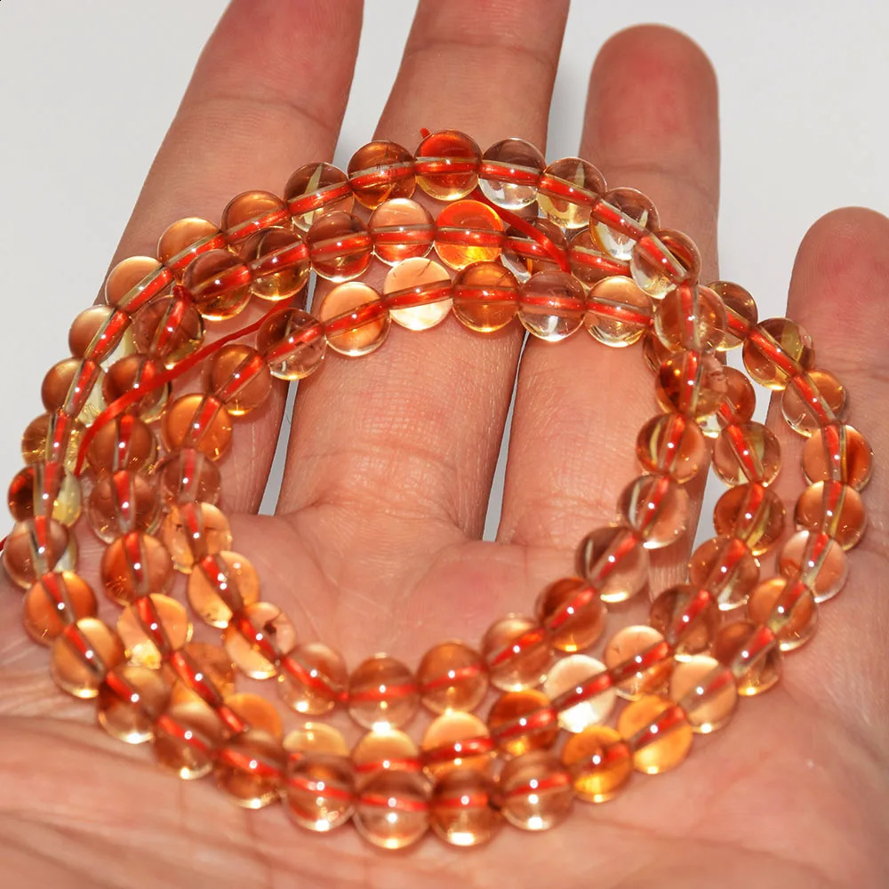 Yellow crystal stone bead bracelet womens natural lemon gemstone gift wholesale girls round jewelry 3 sets round 1 piece 241017