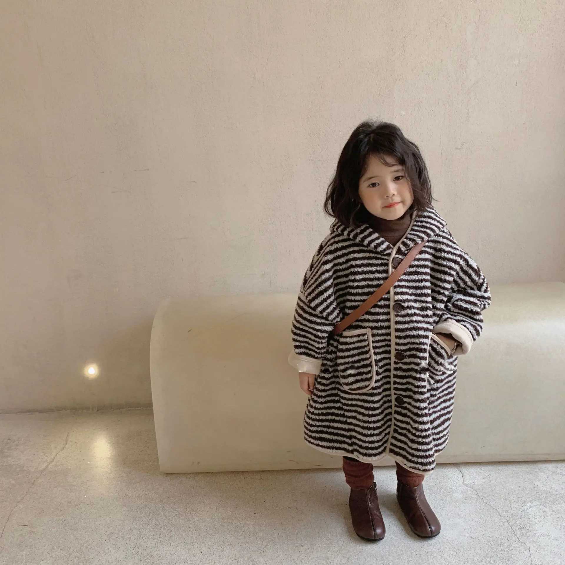 Womens Thick Loose Coat Autumn Winter Mid length Hoodie Korean Coat Childrens Clothing M241018