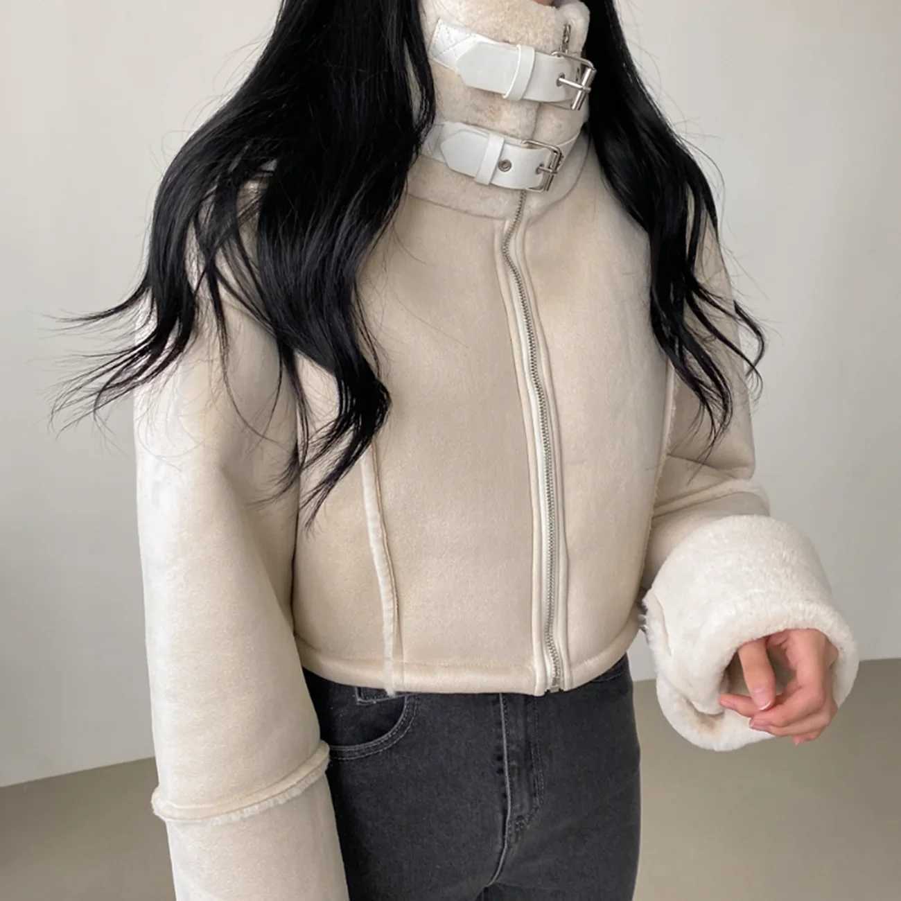 Autumn Winter Lamb Wool Patchwork Jackets Women Korean Warm Coats Women Elegant Suede Short Jackets Female LadiesX241018