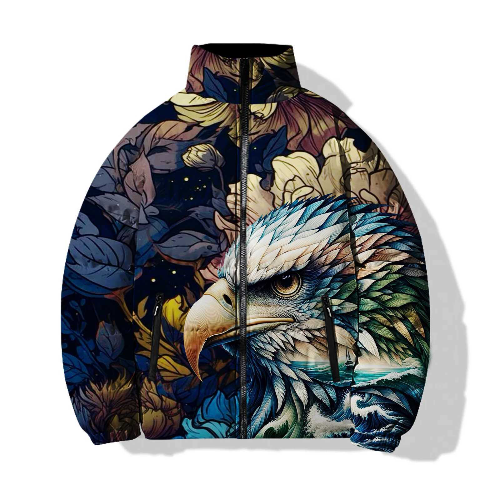 Trendy and Versatile Mens Clothing Comfortable and Warm Stylish Eagle Print Jackets Man Parkas Leisure Sports Winter Coat Men LX241018