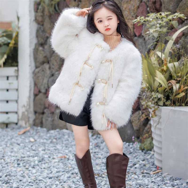 Girls outerwear jacket winter cotton windproof soft warm thick velvet fur school coat childrens clothing M241018