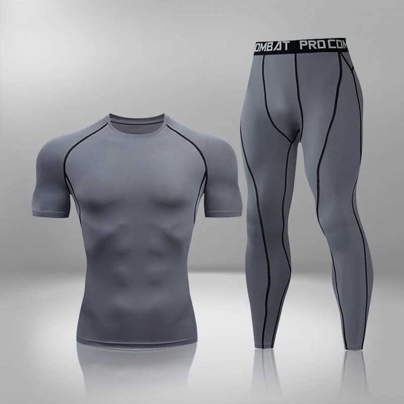 Men's Thermal Underwear Gym Tight Training Clothing Exercise Slow Running Sports Set Fitness Mens Compression Heat Underwear Top Trouser Sportswe