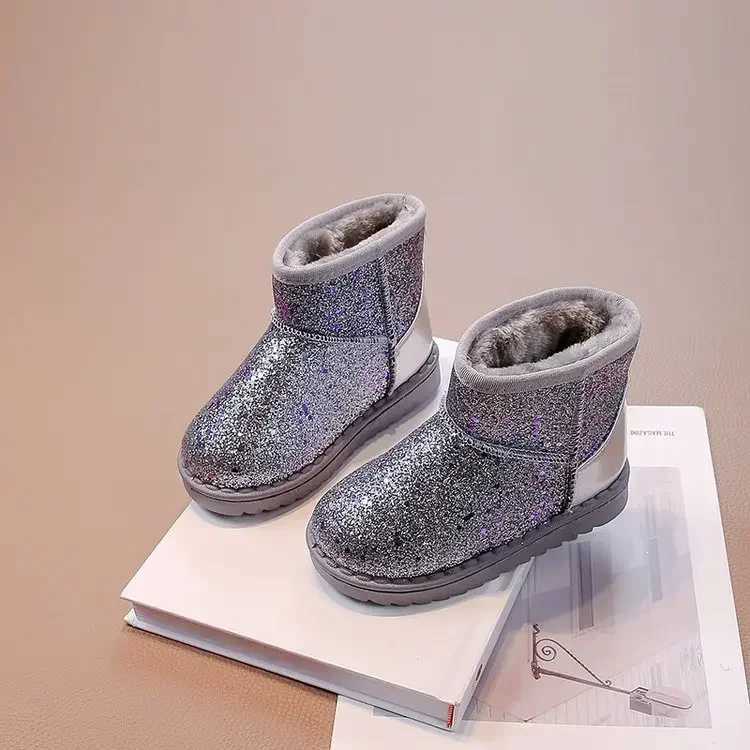 Boots Warm childrens snow boots new winter princess childrens shoes anti slip smooth round toe girls cute baby boots H241018