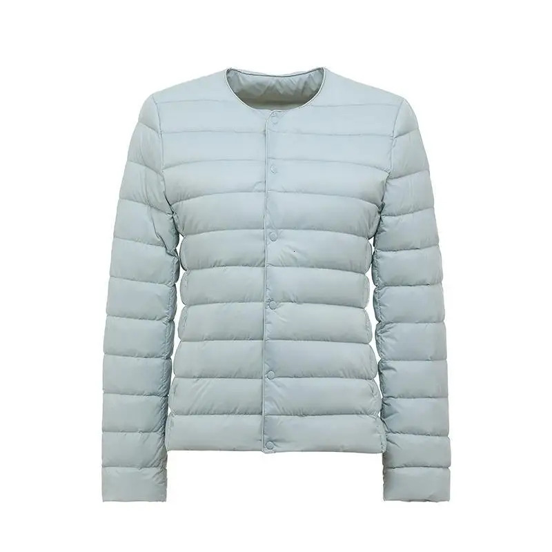 Women Spring Jacket 2023 New Arrival Korean Slim Fit Warm Er Coat Ultralight Collarless Female 90% White Duck Down Parka