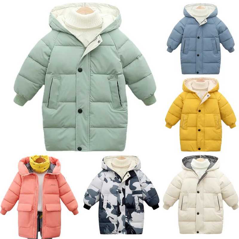 2-12Y Childrens Long Coat Winter Clothing Youth Boys and Girls Cotton Pads Parka Coats Large Childrens Thick Warm Cotton Jacket M241018