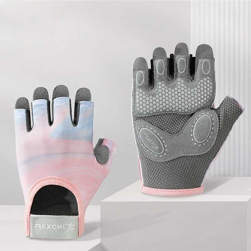 Bicycle Gloves Womens Fitness Gloves Gym Weightlifting Yoga Fitness Training Thin Breathable Half Finger GlovesW241018