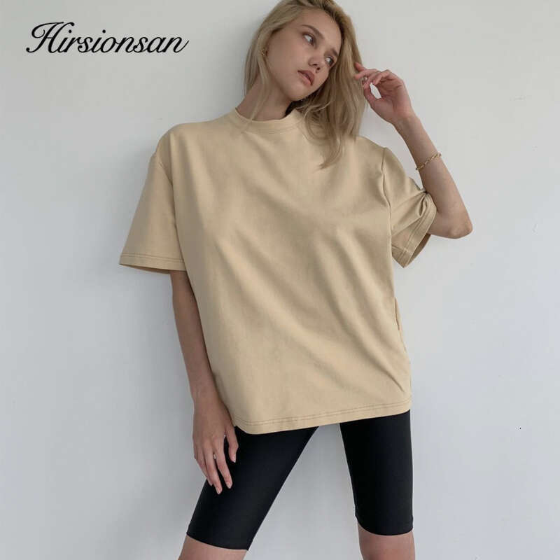 Hirsionsan 2023 Summer Cotton Sets Women Loose Two Pieces Short Sleeve T Shirts And Tight Shorts Solid Outfits Tracuit